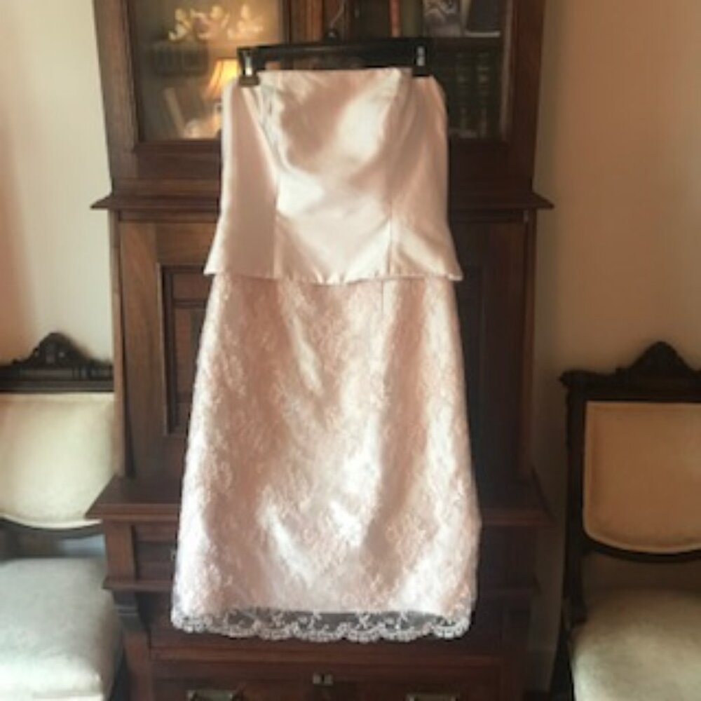 OCCASIONS MON CHERI: PINK STRAPLESS SILK DRESS SIZE 10